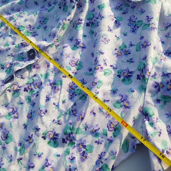 VTG Cute Purple Floral Cotton Shift Dress Button S - Picture 3 of 10